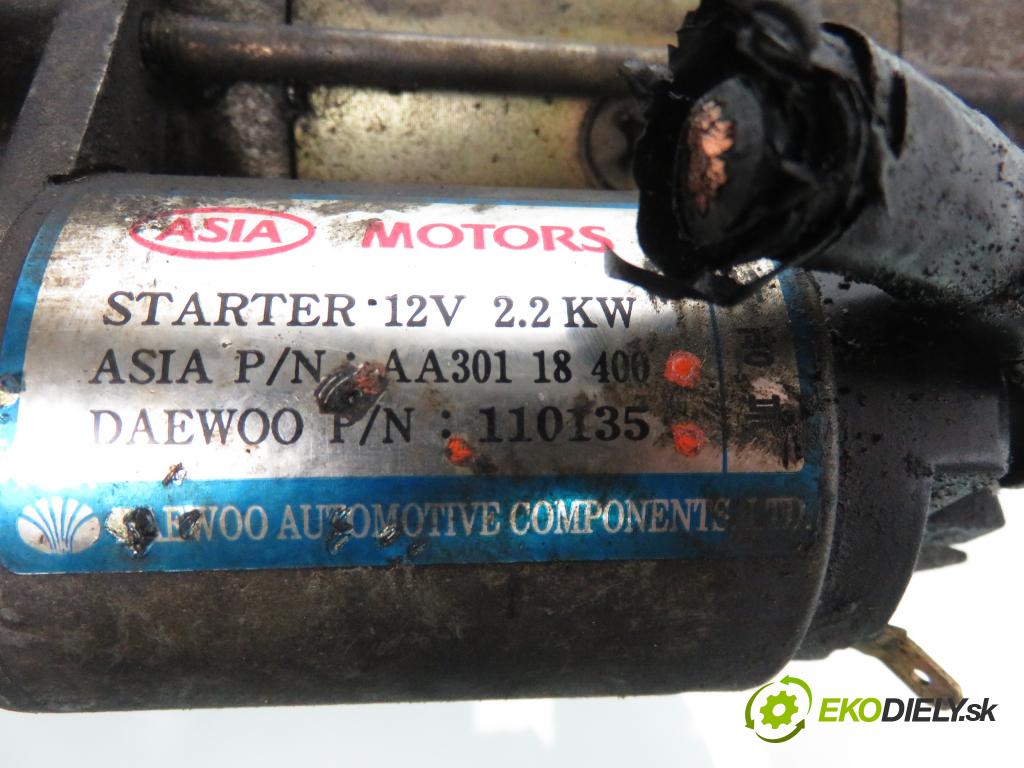 KIA RETONA (CE) SUV 2001 61,00 2.0 TD 83 - RF (Mazda) 1998,00 Štartér AA30118400 ; 110135 (Štartér)