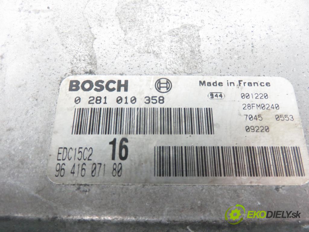 CITROEN XSARA PICASSO (N68) MINIVAN 2001 66,00 2.0 HDi 8V 90 - RHY 1997,00 Riadiaca jednotka Motor 0281010358 ; 9641607180