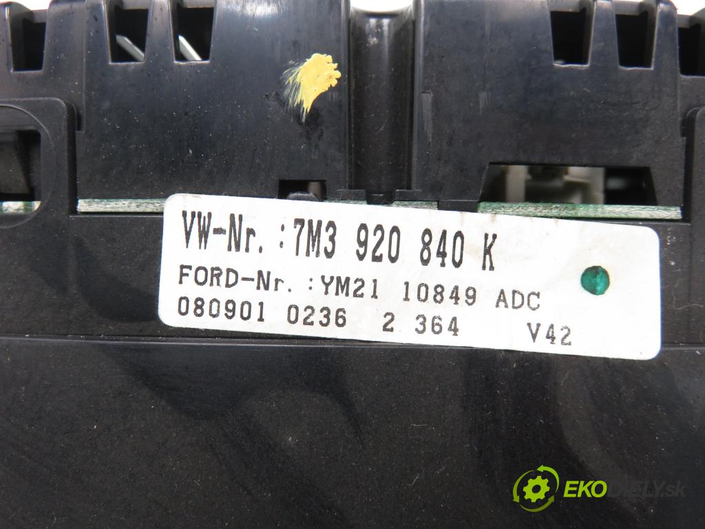 VW SHARAN (7M8, 7M9, 7M6) MINIVAN 2001 85,00 1.9 TDI PD 115 - AUY 1896,00 Prístrojovka elektrický 7M3920840K