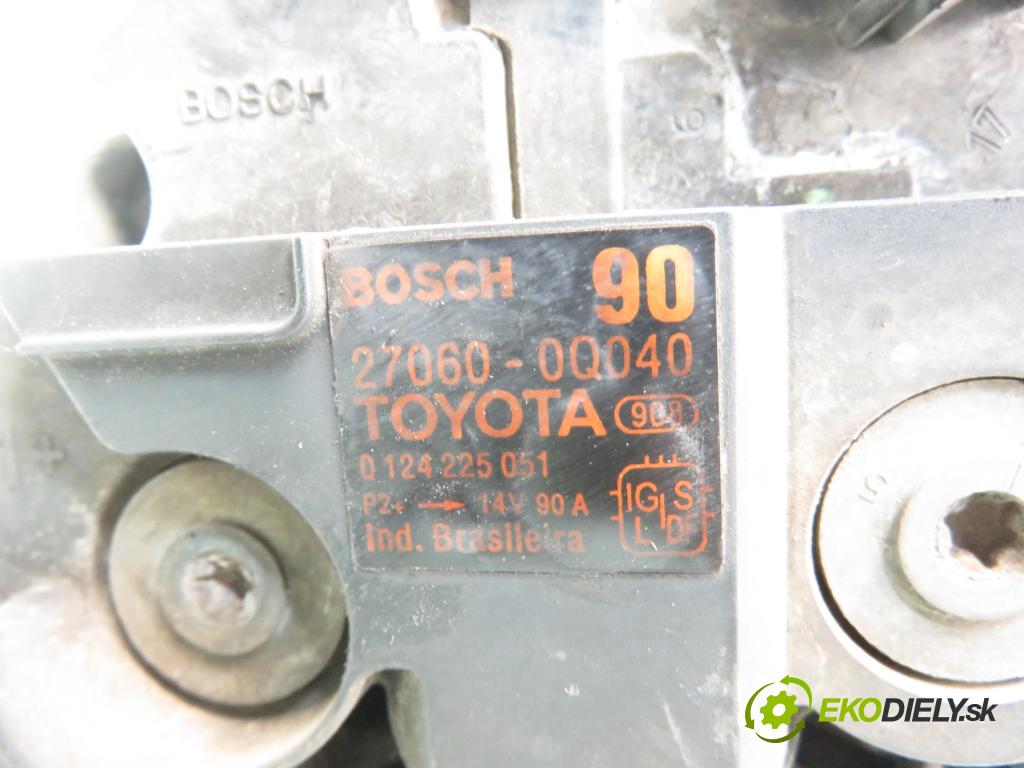 TOYOTA YARIS (_P9_) HB 2006 51,00 1.0 VVT-i (KSP90_) - 1KR-FE 998,00 Alternátor 270600Q040 ; 0124225051 (Alternátor)
