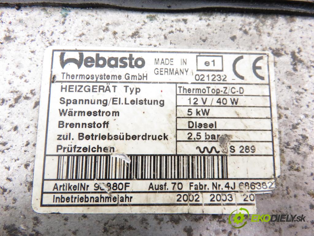 MAZDA 6 Hatchback (GG) LIFTBACK 2002 100,00 2.0 DI - RF5C 1998,00 Webasto 021232 ; 66724A (Webasto (nezávislé kúrenie))