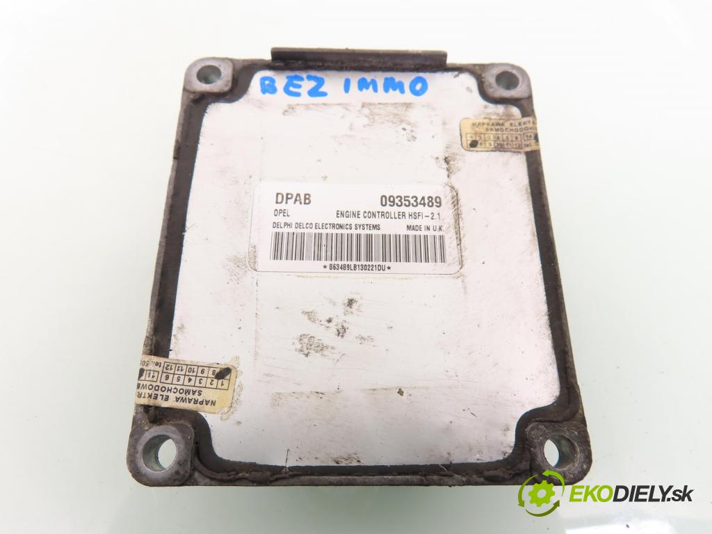 OPEL ASTRA G Kombi (T98) KOMBI 2000 62,00 1.6 8V 84 - Z 16 SE 1598,00 Riadiaca jednotka Motor 09353489