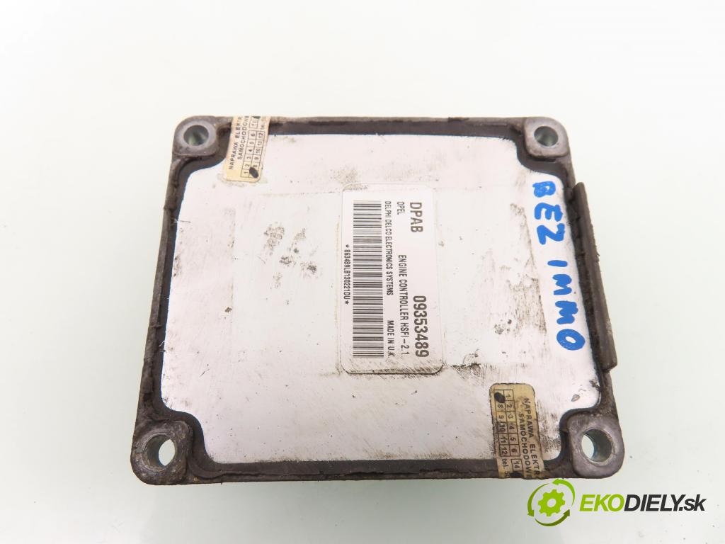 OPEL ASTRA G Kombi (T98) KOMBI 2000 62,00 1.6 8V 84 - Z 16 SE 1598,00 Riadiaca jednotka Motor 09353489