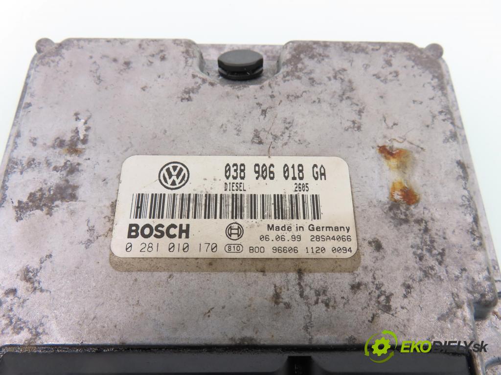 VW PASSAT B5 (3B2) SEDAN 1999 81,00 1.9 TDI 110 - AFN 1896,00 Riadiaca jednotka Motor 038906018GA ; 0281010170