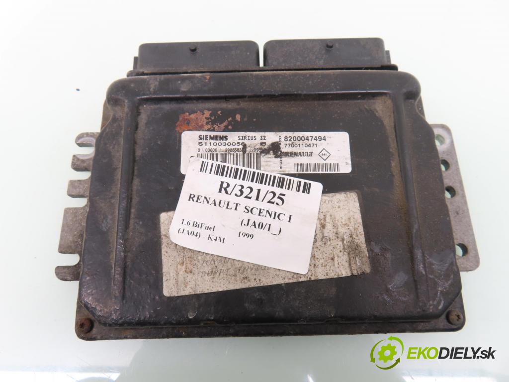RENAULT SCENIC I (JA0/1_) MINIVAN 1999 79,00 1.6 BiFuel (JA04) - K4M 712 1598,00 Riadiaca jednotka Motor S110030056B ; 8200047494