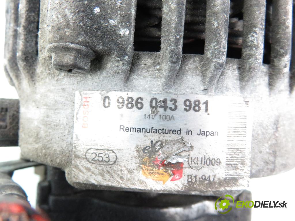 OPEL CORSA C (X01) HB 2003 55,00 1.7 DTI - Y 17 DT 1686,00 Alternátor 0986043981 (Alternátory)