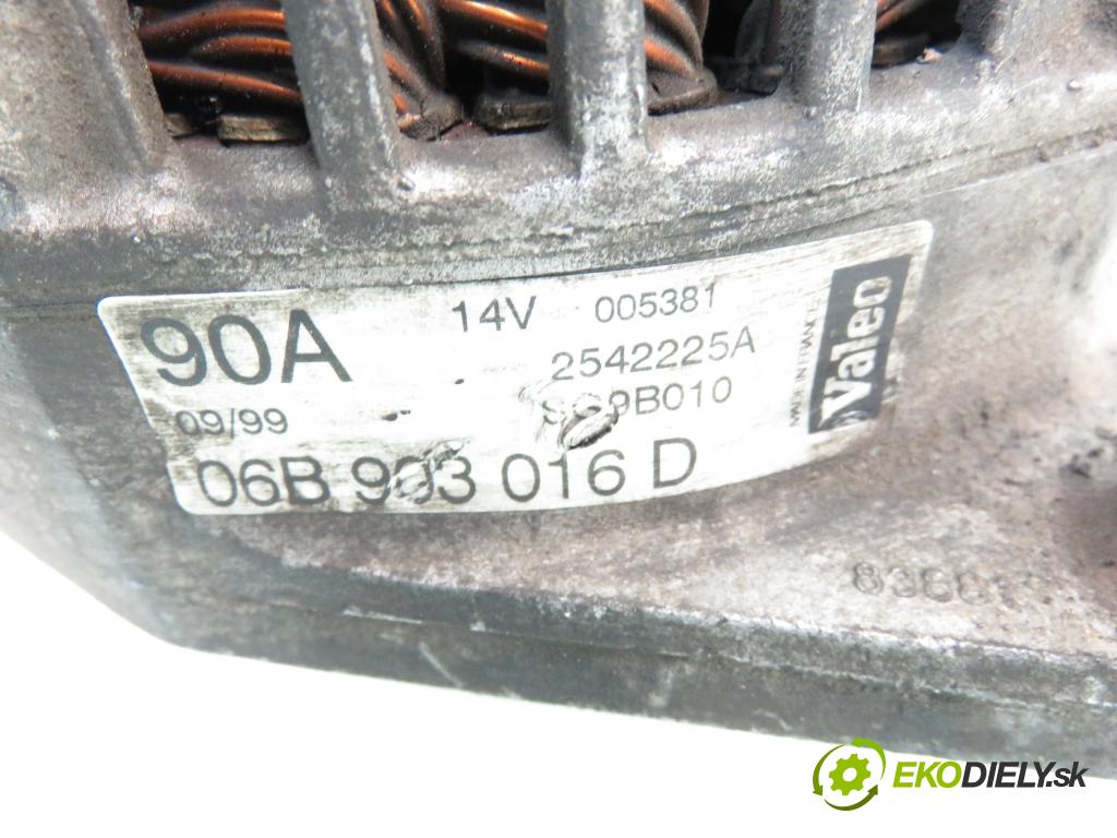 AUDI A4 (8D2, B5) SEDAN 1999 92,00 1.8 - ARG 1781,00 Alternátor 06B903016D ; 2542225A (Alternátor)