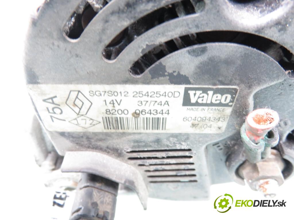 RENAULT CLIO II (BB_, CB_) HB 1999 43,00 1.2 8V 58 1149,00 Alternátor 8200064344 ; 2542540D (Alternátory)