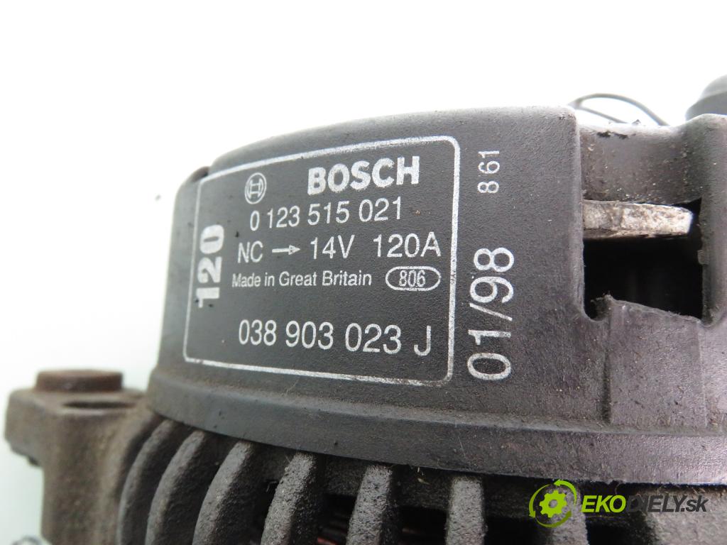 AUDI A3 (8L1) HB 1998 66,00 1.9 TDI 90 - ALH 1896,00 Alternátor 0123515021 ; 038903023J (Alternátory)