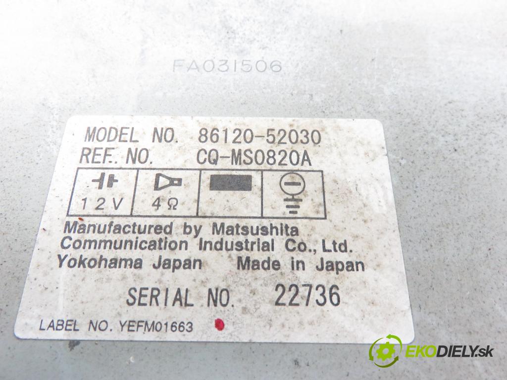 TOYOTA YARIS (_P1_) HB 1999 50,00 1.0 VVT- i 68 - 1SZ-FE 998,00 RADIO CD 8612052030 ; 8611052020H0
