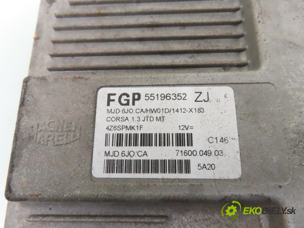OPEL CORSA C (X01) HB 2005 51,00 1.3 CDTI - Z 13 DT 1248,00 Riadiaca jednotka Motor 55196352ZJ ; 7160004903