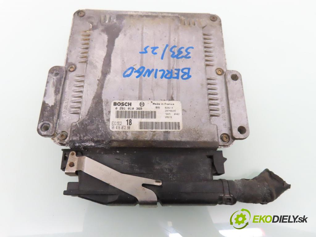 CITROEN BERLINGO / BERLINGO FIRST nadwozie wielkoprzestrzenne (MPV) KOMBIVAN 2002 66,00 2.0 HDI 90 1997,00 Riadiaca jednotka Motor 0281010360 ; 9641607280