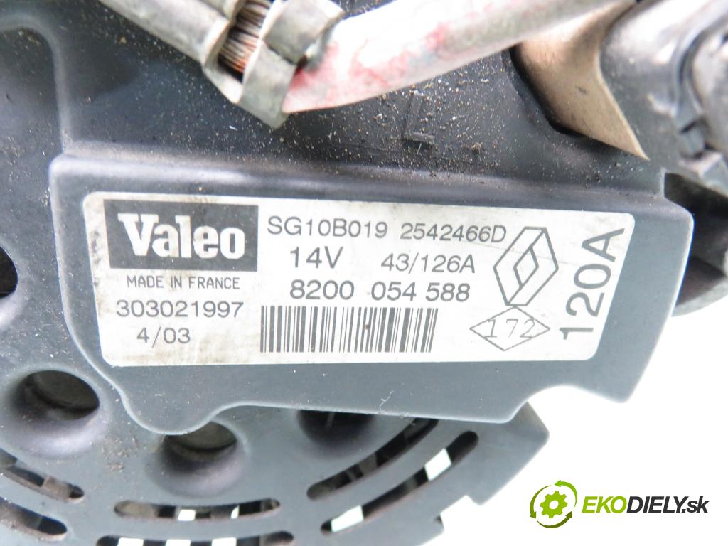 RENAULT SCENIC I (JA0/1_) MINIVAN 2000 75,00 1.9 dCi 102 - F9Q 732 1870,00 Alternátor 8200054588 ; 2542466D (Alternátor)