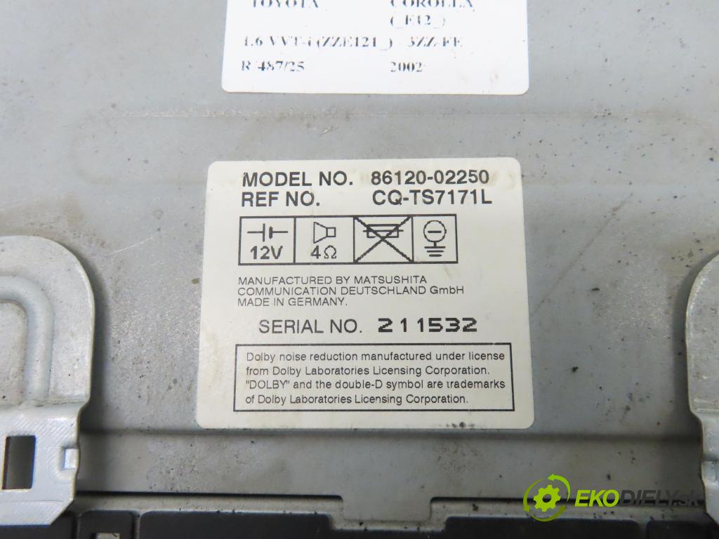 TOYOTA COROLLA (_E12_) HB 2002 81,00 1.6 VVT-i (ZZE121_) - 3ZZ-FE 1598,00 RADIO Modul 8612002250
