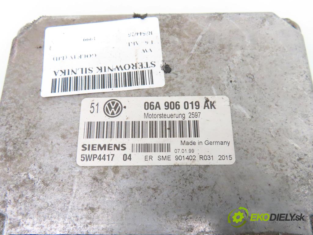 VW GOLF IV (1J1) HB 1999 74,00 1.6 - AKL 1595,00 Riadiaca jednotka Motor 06A906019AK ; 5WP4417