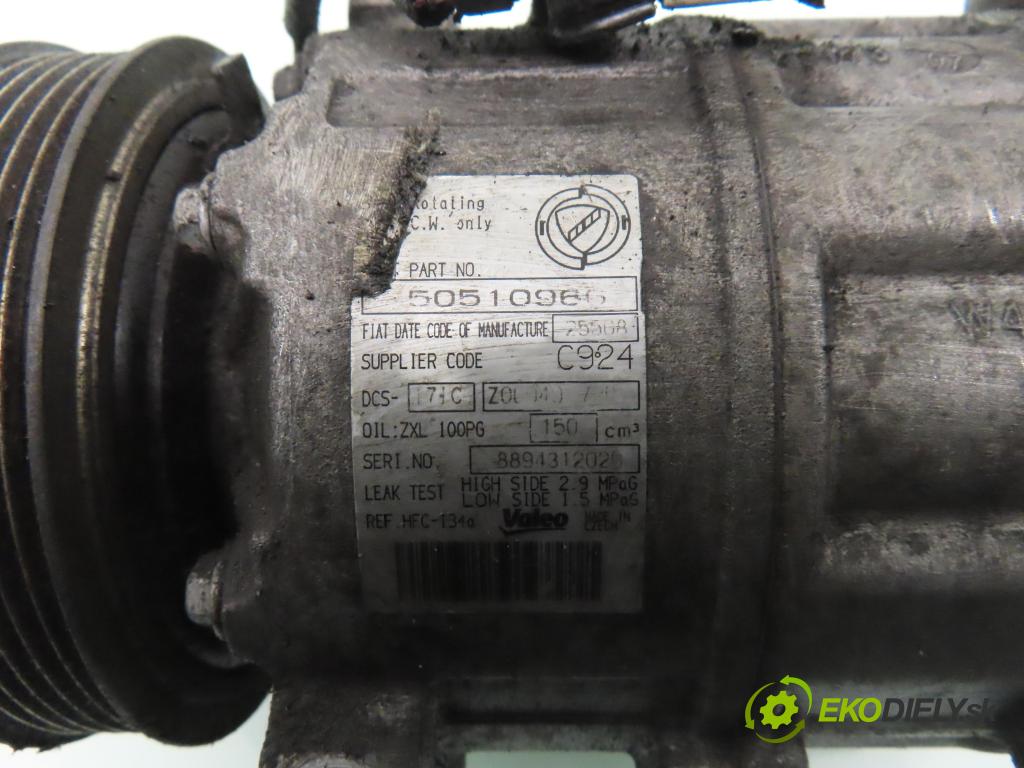 ALFA ROMEO 159 Sportwagon (939_) KOMBI 2007 88,00 1.9 JTDM 8V - 939 A1.000 1910,00 KOMPRESOR: klimatizácie 50510966 (Kompresor klimatizácie)