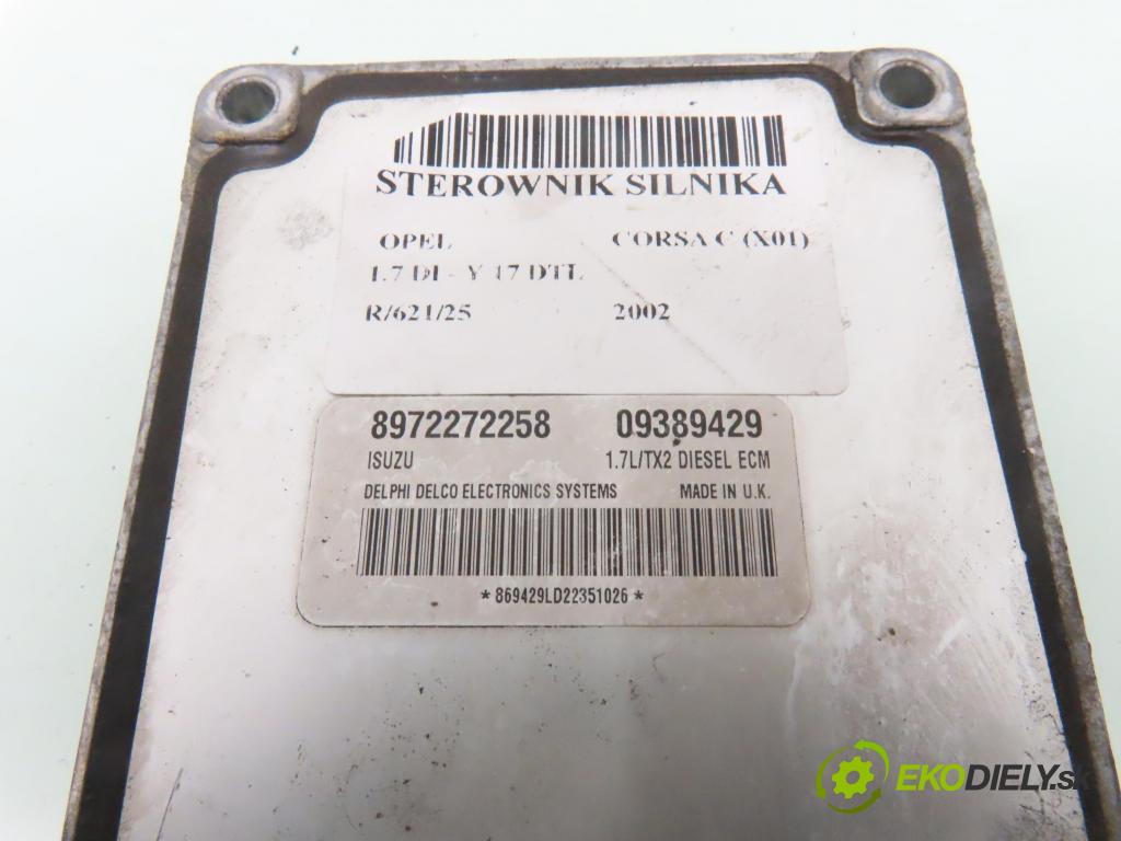 OPEL CORSA C (X01) HB 2002 48,00 1.7 DI - Y 17 DTL 1686,00 Riadiaca jednotka Motor 8972272258 ; 09389429