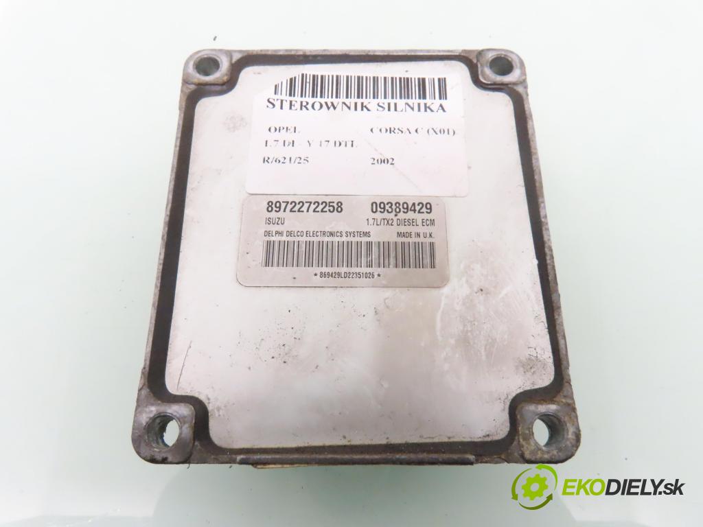 OPEL CORSA C (X01) HB 2002 48,00 1.7 DI - Y 17 DTL 1686,00 Riadiaca jednotka Motor 8972272258 ; 09389429