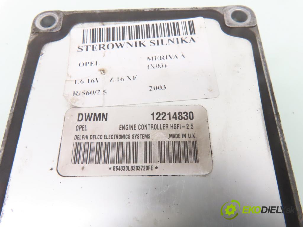 OPEL MERIVA A nadwozie wielkoprzestrzenne (MPV) (X03) HB 2003 74,00 1.6 16V - Z 16 XE 1598,00 Riadiaca jednotka Motor 12214830