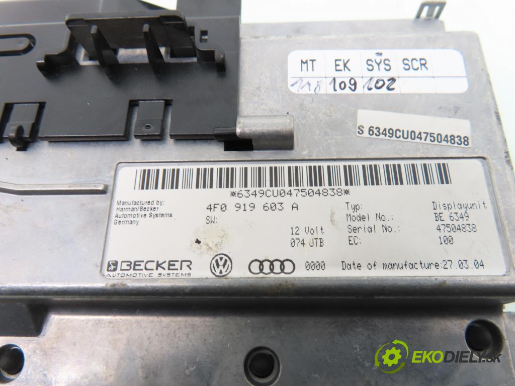 AUDI A6 (4F2, C6) SEDAN 2004 155,00 3.0 TDI quattro - BNG 2967,00 ZOBRAZIT: 4F0919603A