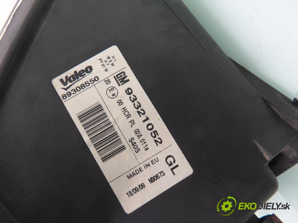 OPEL MERIVA A nadwozie wielkoprzestrzenne (MPV) (X03) HB 2009 66,00 1.4 16V Twinport - Z 14 XEP 1364,00 Svetlo LP 93321052 ; 89308550