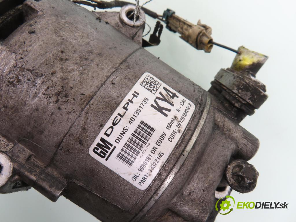 OPEL MERIVA A nadwozie wielkoprzestrzenne (MPV) (X03) MINIVAN 2006 66,00 1.4 16V Twinport - Z 14 XEP 1364,00 KOMPRESOR: klimatizácie 401351739 ; 13322145 (Kompresor klimatizácie)