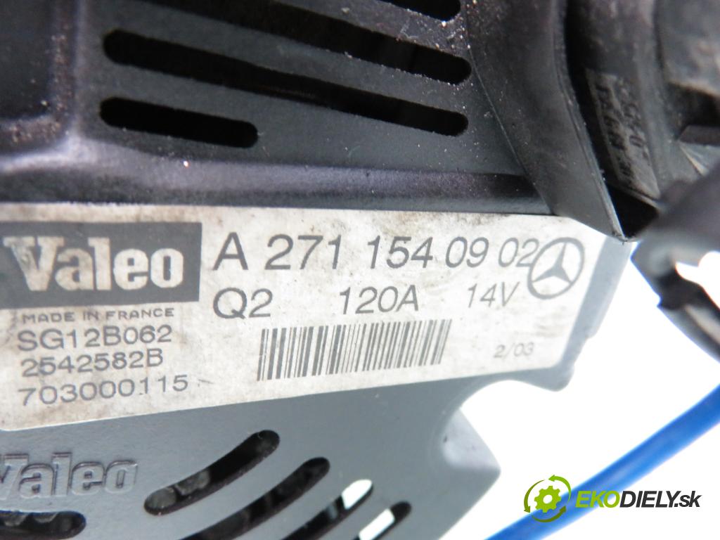 MERCEDES-BENZ KLASA C (W203) KOMBI 2002 105,00 C 180 Kompressor (203.046) - M 271.946 1796,00 Alternátor A2711540902 ; 2542582B (Alternátor)