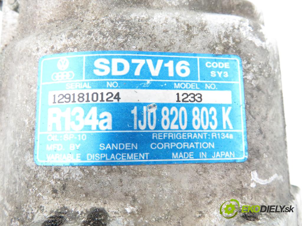 AUDI A3 (8L1) HB 2001 96,00 1.9 TDI PD 130 - ASZ 1896,00 KOMPRESOR: klimatizácie 1J0820803K ; 1233 (Kompresor klimatizácie)