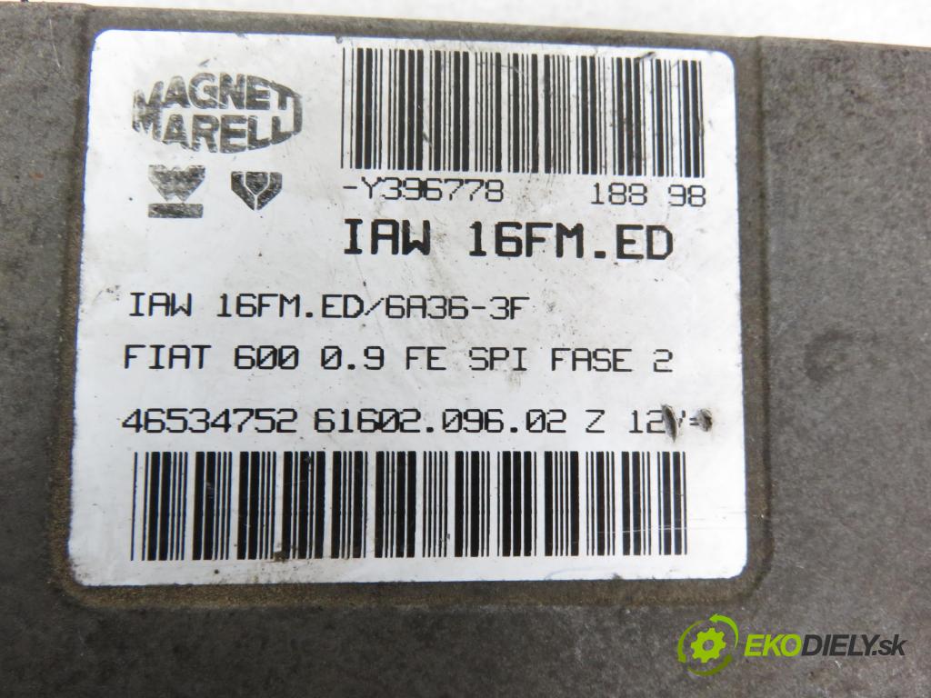 FIAT SEICENTO / 600 (187_) HB 1995 29,00 0.9 39 - 1170 A1.046 899,00 Riadiaca jednotka Motor IAW16FMED ; 46534752
