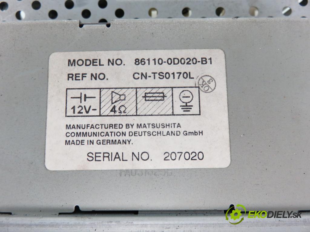 TOYOTA YARIS (_P1_) HB 1999 50,00 1.0 VVT- i 68 - 1SZ-FE 998,00 RADIO Modul 8612052012 ; 861100D020B1