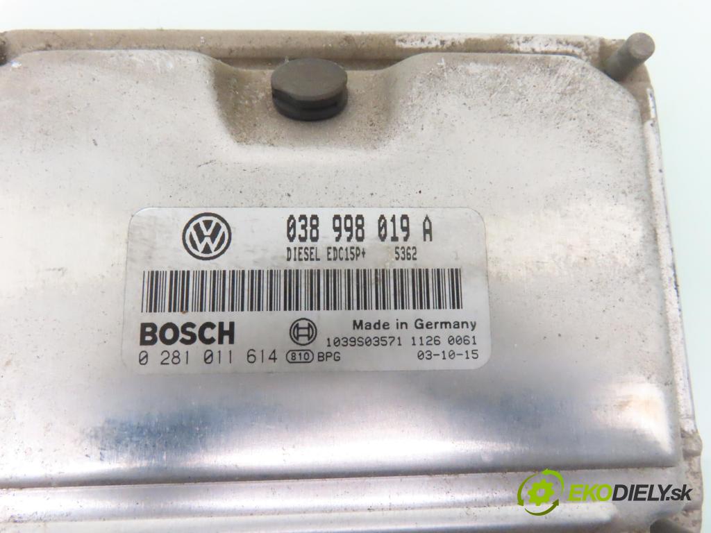 VW GOLF IV (1J1) HB 2001 96,00 1.9 TDI - ASZ 1896,00 Riadiaca jednotka Motor 038998019A ; 0281011614