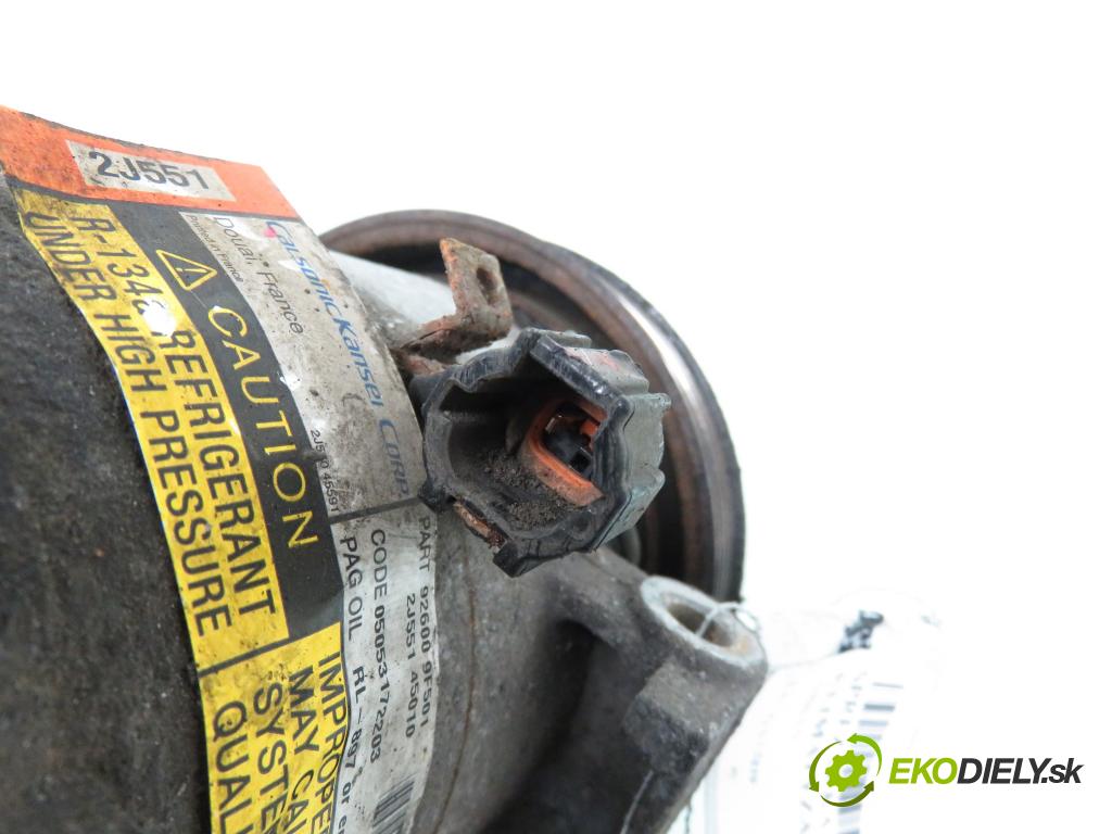 NISSAN ALMERA II (N16) HB 2003 66,00 1.5 - QG15DE 1498,00 KOMPRESOR: klimatizácie 926009F501 ; 2J55145010 (Kompresor klimatizácie)