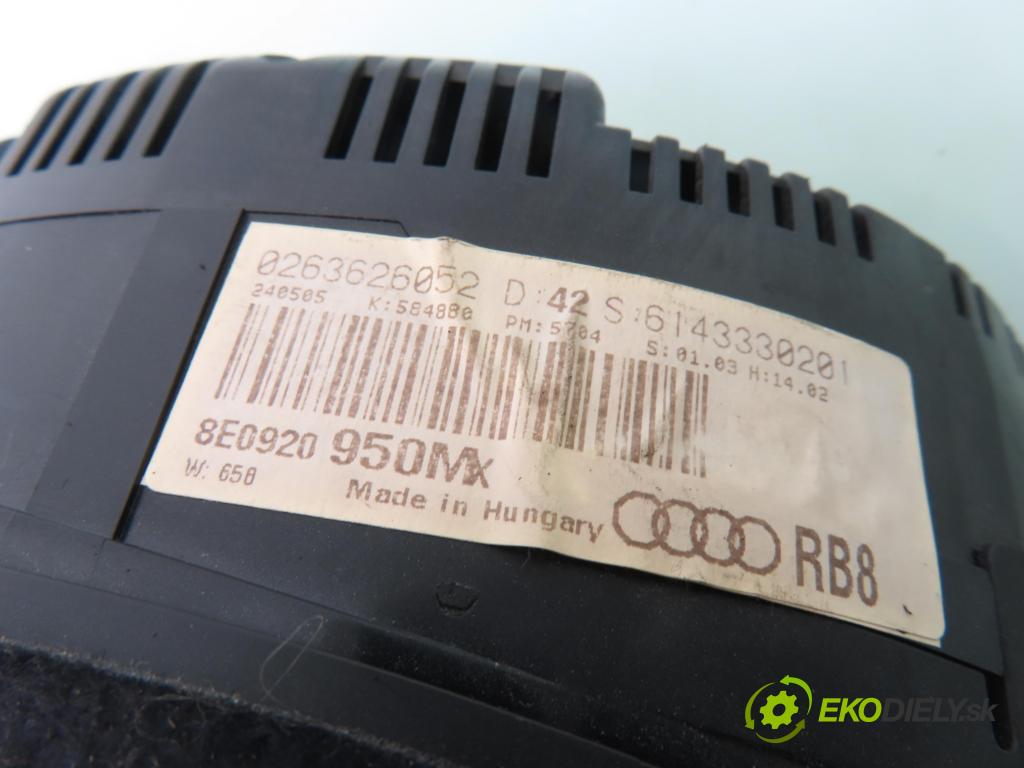 AUDI A4 Avant (8E5, B6) KOMBI 2004 96,00 1.9 TDI PD 130 - AVF 1896,00 prístrojovka elektrický 8E0920950MX ; 0263626052D