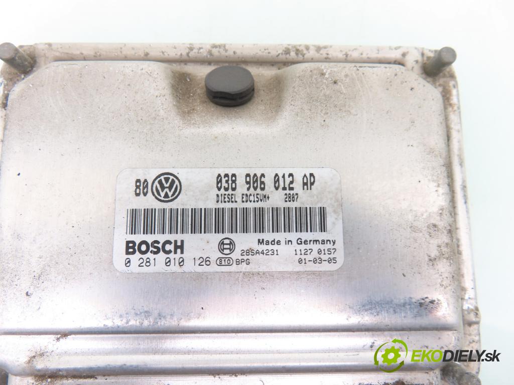 VW BORA (1J2) SEDAN 2001 81,00 1.9 TDI - AHF 1896,00 řídící jednotka motora 038906012AP ; 0281010126