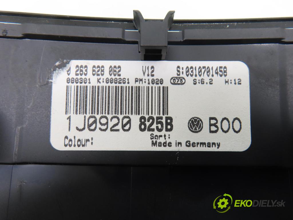 VW BORA (1J2) SEDAN 2001 81,00 1.9 TDI - AHF 1896,00 prístrojovka elektrický 1J0920825B ; 0263628062