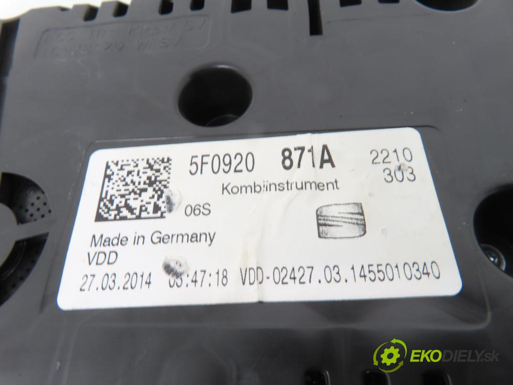 SEAT LEON (5F1) HB 2014 110,00 2.0 TDI CR 150 - CKFC 1968,00 prístrojovka elektrický 5F0920871A