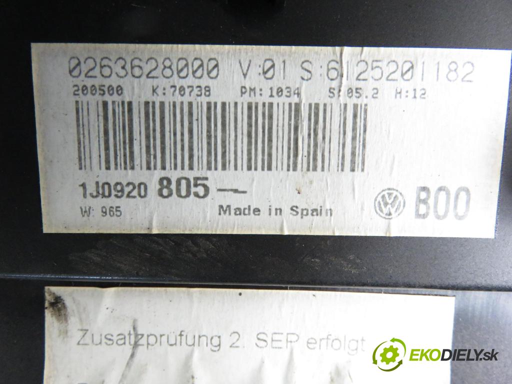 VW GOLF IV (1J1) HB 2000 55,00 1.4 16V 75 - AKQ 1390,00 spínačka / imobilizéra IMMO / řídící jednotka 036906032D ; 0261206826 ; 4B0905851C