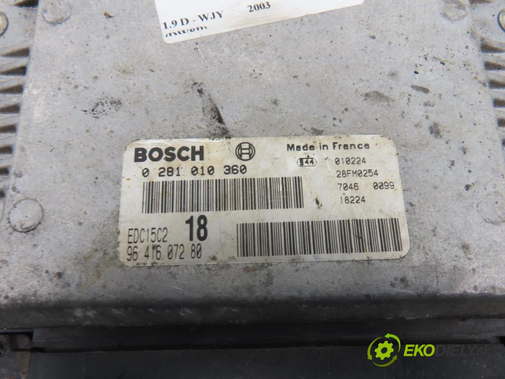 PEUGEOT PARTNER Skrzynia (5_, G_) CHLODNIA 2003 51,00 1.9 D - WJY (DW8B) 1868,00 řídící jednotka motora 0281010360 ; 9641607280