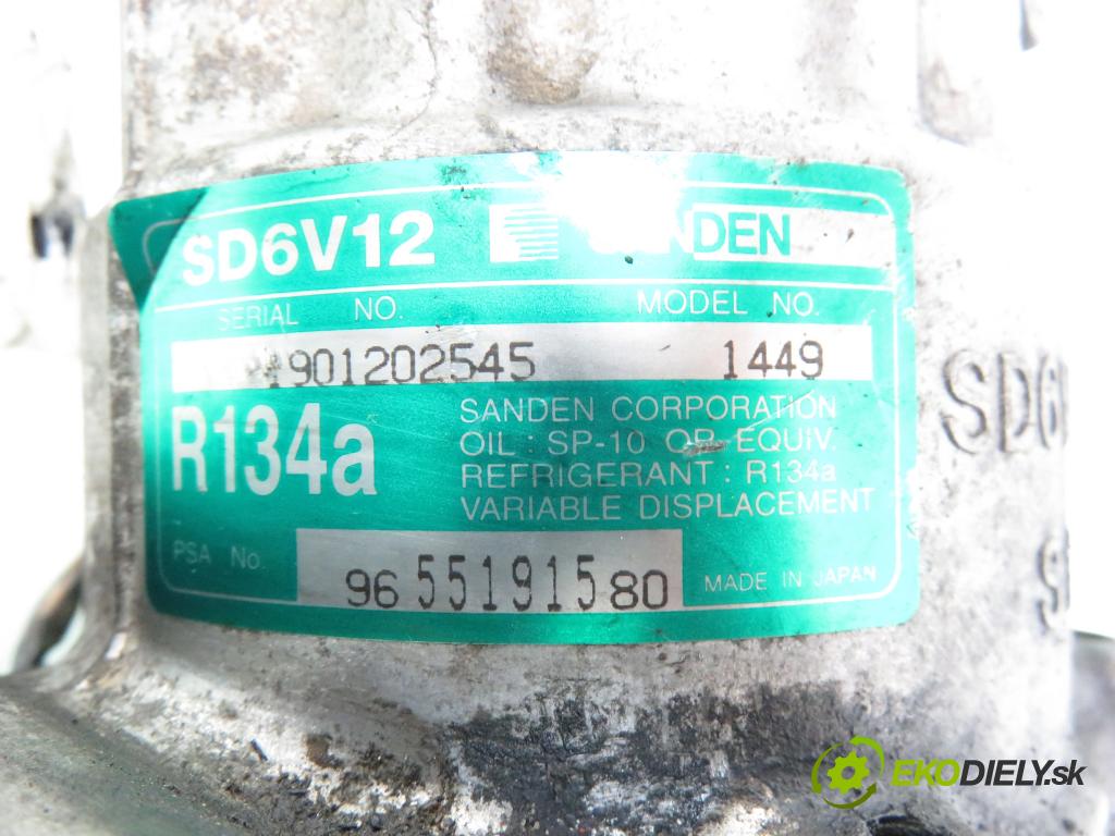 CITROEN XSARA PICASSO (N68) MINIVAN 2005 85,00 1.8 16V - 6FZ (EW7J4) 1749,00 KOMPRESOR: klimatizácie 9655191580 ; 1449 (Kompresor klimatizácie)