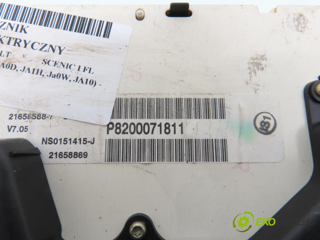 RENAULT SCENIC I (JA0/1_) MINIVAN 2000 70,00 1.4 16V (JA0D, JA1H, Ja0W, JA10) - K4J 714 1390,00 Prístrojovka elektrický P8200071811