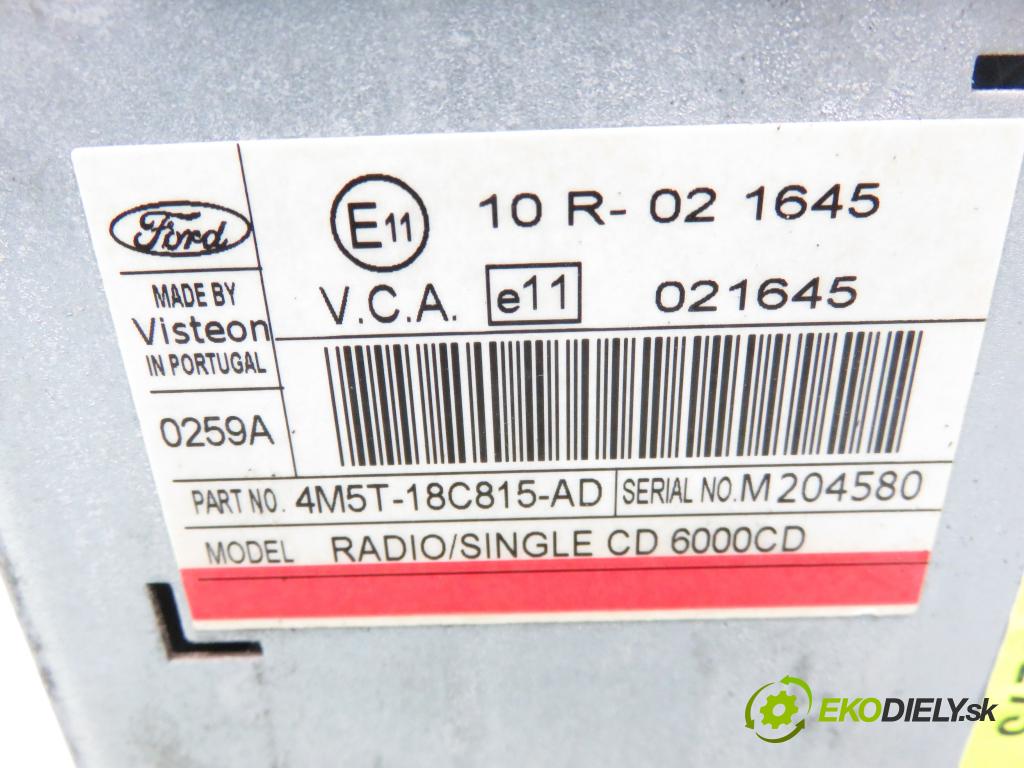 FORD FOCUS II (DA_, HCP) HB 2005 66,00 1.6 TDCi - GPDB 1560,00 RADIO CD 4M5T18C815AD ; 6000CD