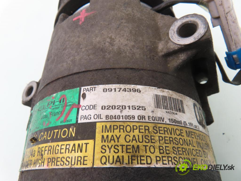 OPEL ASTRA G liftback (T98) HB 1999 74,00 1.6 16V - X 16 XEL 1598,00 KOMPRESOR: klimatizácie 09174396 (Kompresor klimatizácie)