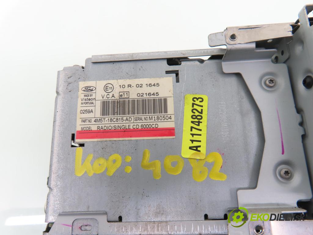 FORD FOCUS II (DA_, HCP) HB 2006 80,00 1.6 TDCi 109 - G8DA 1560,00 RADIO CD 4M5T18C815AD