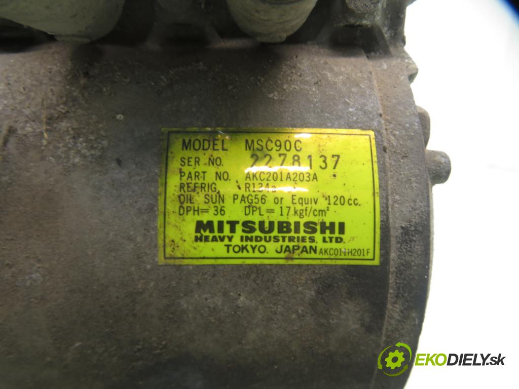 MITSUBISHI COLT V (CJ_, CP_) HB 1997 55,00 1.3 12V - 4G13 1299,00 KOMPRESOR: klimatizace MSC90C ; AKC201A203A (Kompresor klimatizace)