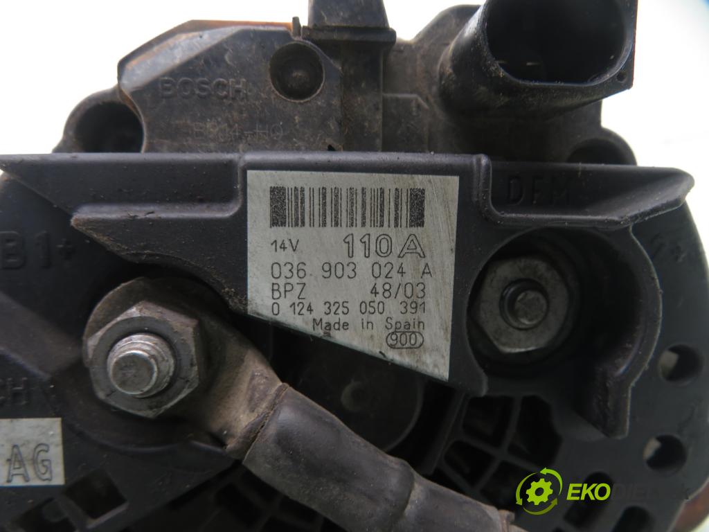 VW GOLF IV (1J1) HB 2003 81,00 1.6 FSI - BAD 1598,00 Alternátor 036903024A ; 0124325050 (Alternátor)