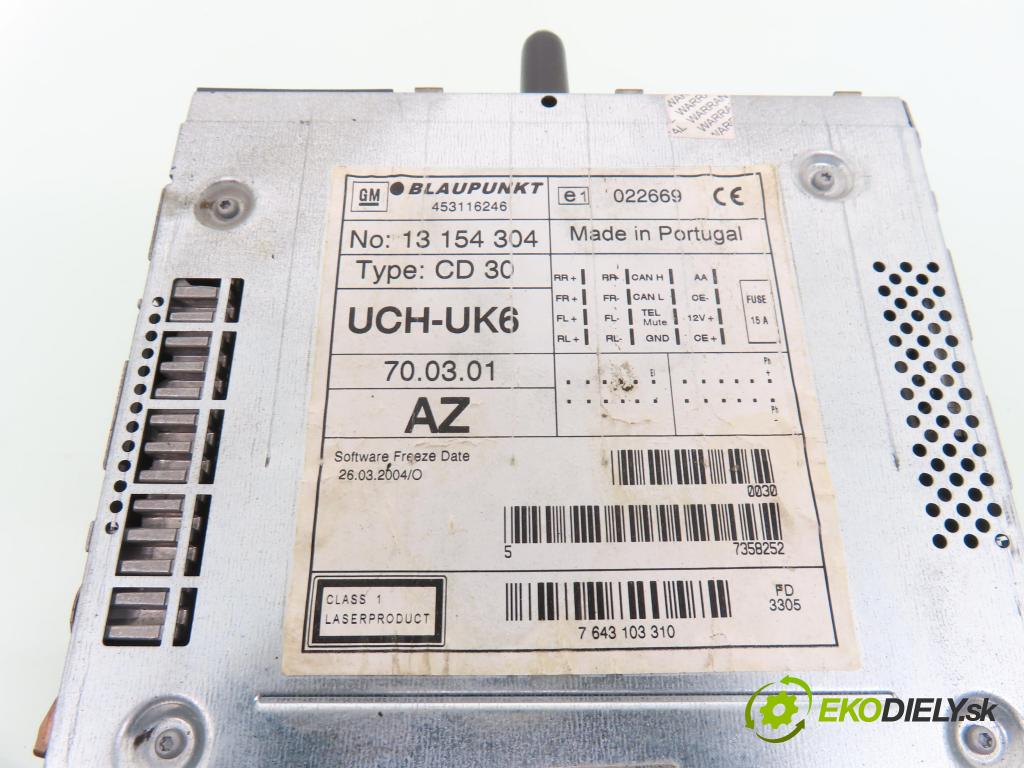 OPEL ASTRA H Kombi (A04) KOMBI 2007 85,00 1.6 - Z 16 XER 1598,00 RADIO CD 13154304 ; CD30 ; 13265116