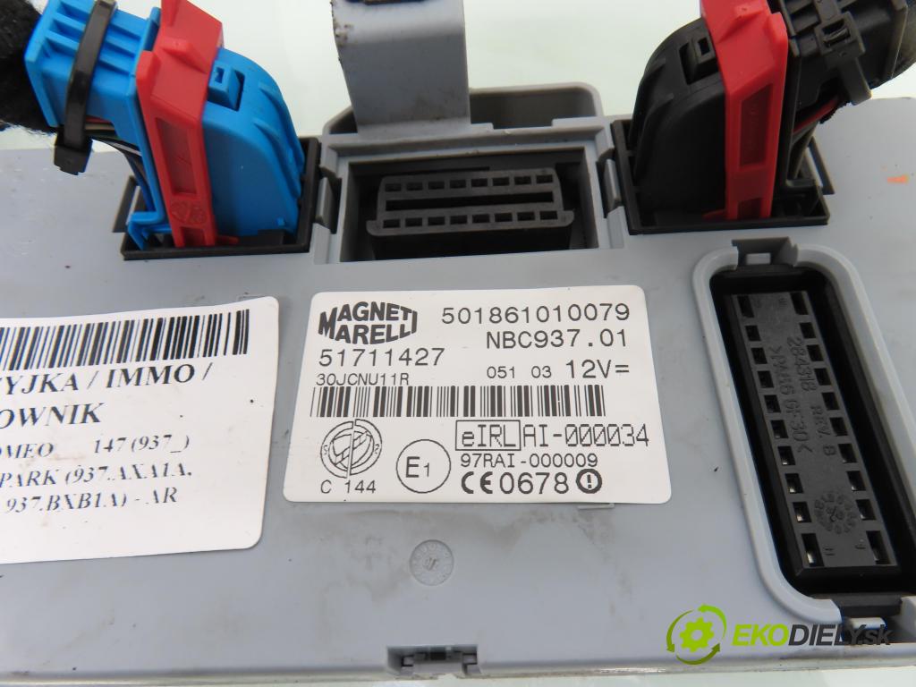 ALFA ROMEO 147 (937_) HB 2003 88,00 1.6 16V T.SPARK 120 - AR 32104 1598,00 spinačka / imobilizéra IMMO / Riadiaca jednotka 0261207728 ; 51711427 ; 46558758
