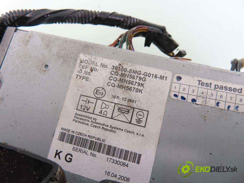 HONDA CIVIC VIII (FN, FK) HB 2008 61,00 1.4 (FK1) - L13A7 1339,00 RADIO CD 39100SMGG016M1