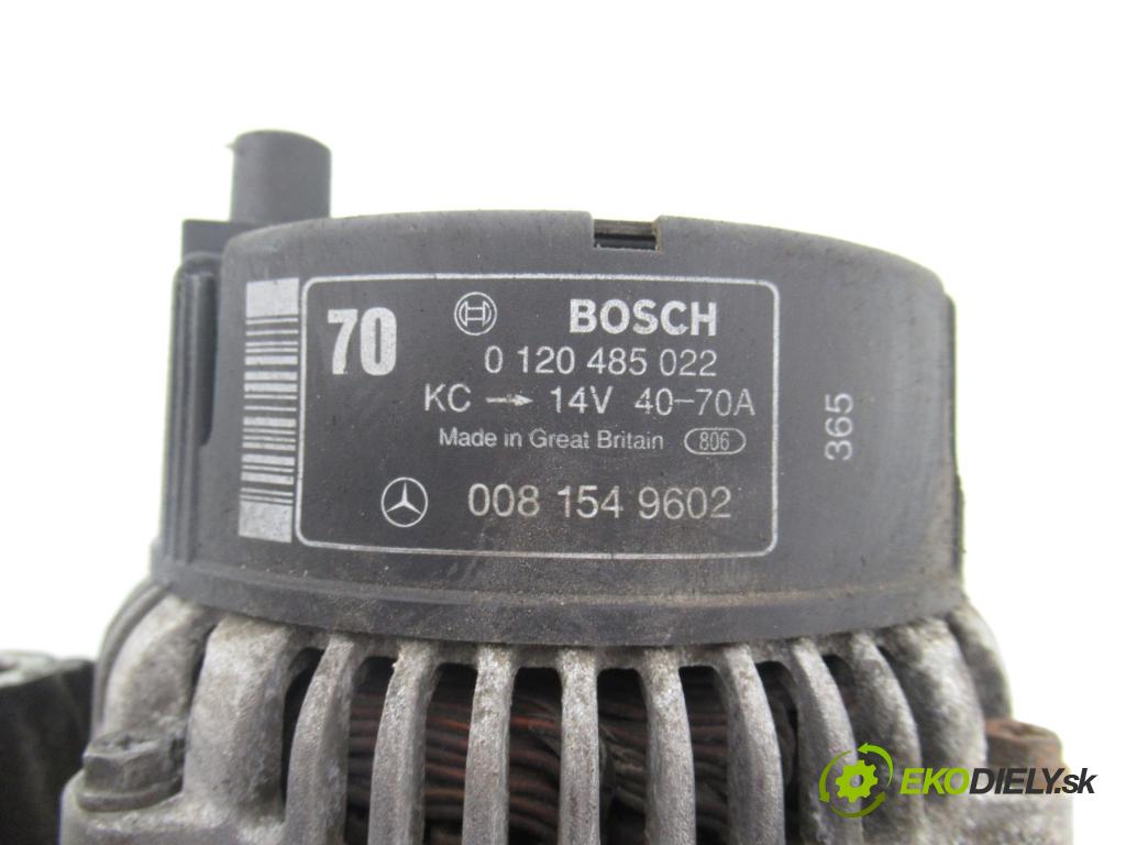 MERCEDES-BENZ KLASA C (W202) SEDAN 1994 55,00 C 200 D (202.120) - OM 601.913 1997,00 Alternátor 0081549602 ; 0120485022 (Alternátor)