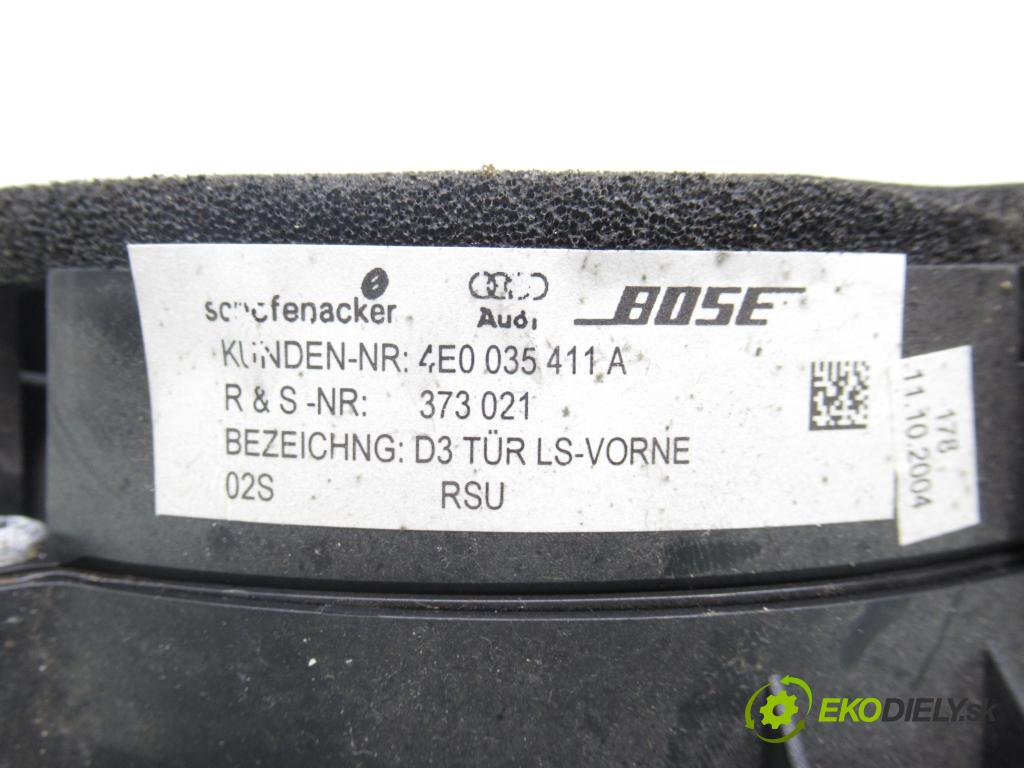 AUDI A8 D3 (4E2, 4E8) SEDAN 2004 171,00 3.0 TDI quattro - ASB 2967,00 reproduktor Dvere 4E0035412A ; 4E0035411A ; 4E0035411H